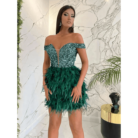 Sequin Feathers Mini Skirt Dress: A Glamorous and Luxurious Choice for 2023 Sequin Feathers Mini Skirt Dress: A Glamorous and Luxurious Choice for 2023