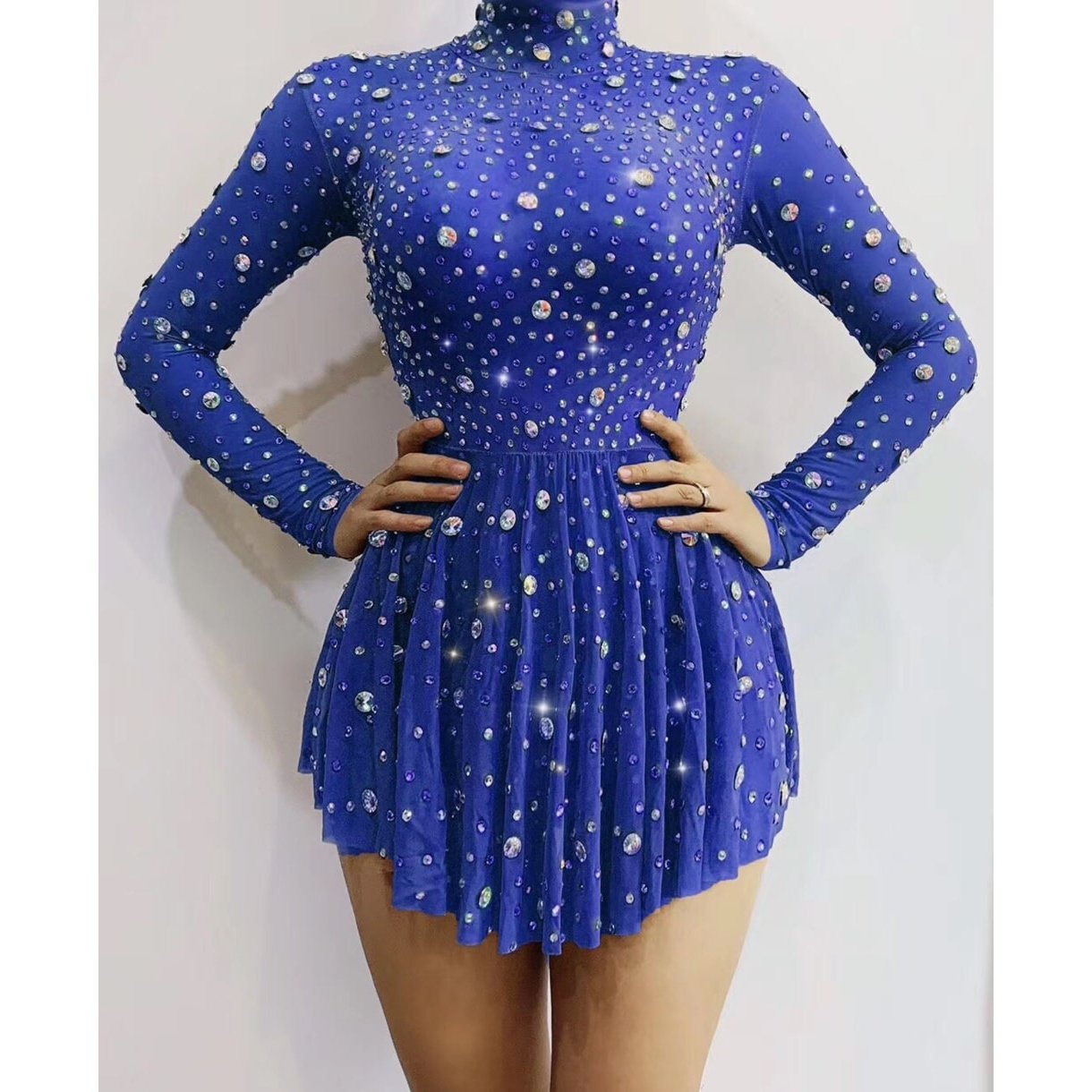 Rhinestones Long Sleeve Mini Dress, Birthday Celebration Party Outfit, 2022 - 28Swim Rhinestones Long Sleeve Mini Dress, Birthday Celebration Party Outfit, 2022 - 28Swim