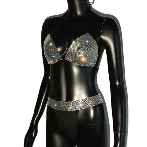 Sparkly Rhinestone Crystal Bikini - Sexy Diamond Sequin Bra & Thong Swimwear for Women Sparkly Rhinestone Crystal Bikini - Sexy Diamond Sequin Bra & Thong Swimwear for Women