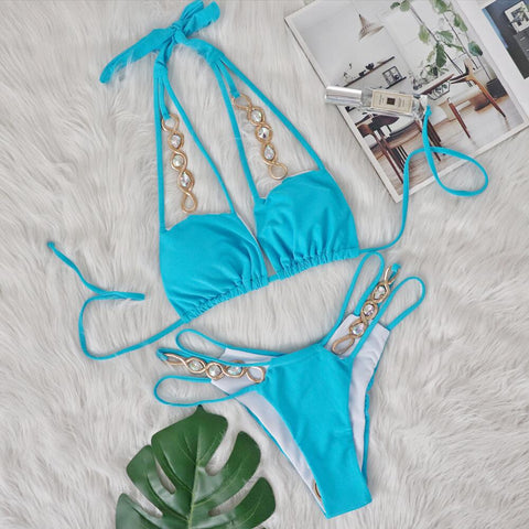 Brazilian Rhinestone Diamond Bikini - Jeweled Two-Piece Swimwear for Women Brazilian Rhinestone Diamond Bikini - Jeweled Two-Piece Swimwear for Women