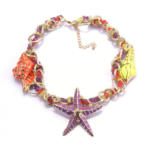 Bohemian Vintage ZA Starfish Shell Charm Choker Necklace Bohemian Vintage ZA Starfish Shell Charm Choker Necklace
