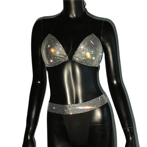Sparkly Rhinestone Crystal Bikini - Sexy Diamond Sequin Bra & Thong Swimwear for Women Sparkly Rhinestone Crystal Bikini - Sexy Diamond Sequin Bra & Thong Swimwear for Women