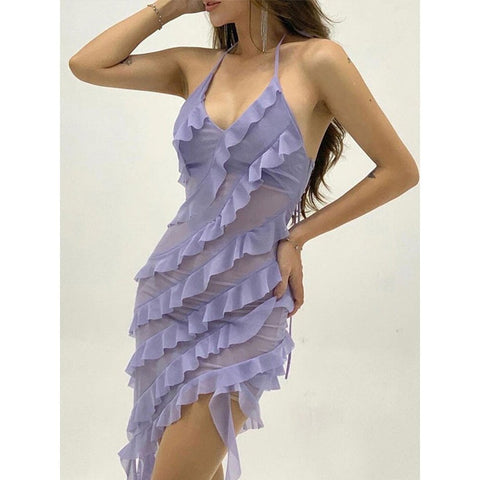Strapless Ruffle Tassel Dress - Sexy Slim Waist Wrap for Summer Street Style Strapless Ruffle Tassel Dress - Sexy Slim Waist Wrap for Summer Street Style