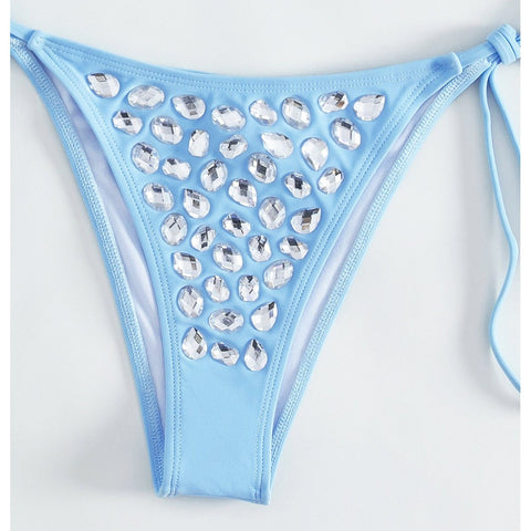 Rhinestone Halter Bikini - Sexy Brazilian Triangle Swimwear with Tie-Side Detail Rhinestone Halter Bikini - Sexy Brazilian Triangle Swimwear with Tie-Side Detail