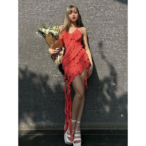 Strapless Ruffle Tassel Dress - Sexy Slim Waist Wrap for Summer Street Style Strapless Ruffle Tassel Dress - Sexy Slim Waist Wrap for Summer Street Style
