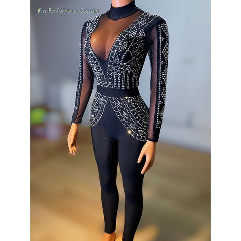 Stones Mirror Jumpsuit - Sexy Evening Wear for Birthdays & Singer Shows Stones Mirror Jumpsuit - Sexy Evening Wear for Birthdays & Singer Shows