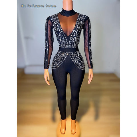 Stones Mirror Jumpsuit - Sexy Evening Wear for Birthdays & Singer Shows Stones Mirror Jumpsuit - Sexy Evening Wear for Birthdays & Singer Shows