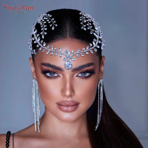 Rhinestone Bridal Forehead Headband with Combs - Wedding Tiara Rhinestone Bridal Forehead Headband with Combs - Wedding Tiara