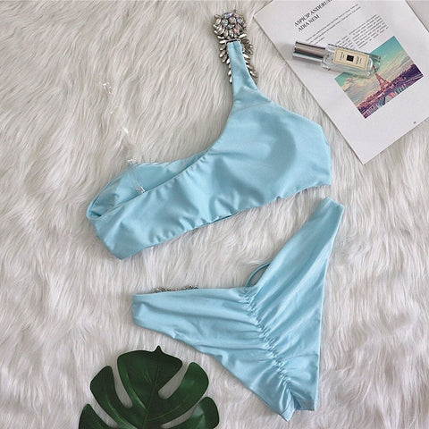 Shiny Dimond Bikini, One Shoulder High Cut, Push up Swimsuit, Crystal Bathing Suit - 28Swim Shiny Dimond Bikini, One Shoulder High Cut, Push up Swimsuit, Crystal Bathing Suit - 28Swim