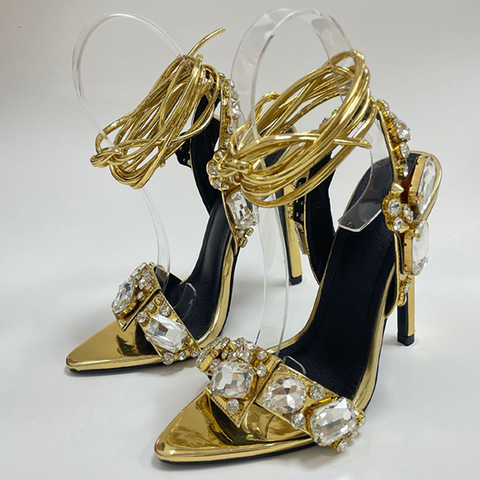 Strut In Style with Sexy Ankle Strap Golden Sandals Strut In Style with Sexy Ankle Strap Golden Sandals