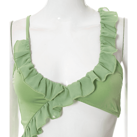Elegant Solid Color Sling Dress with Wood Ear Detailing for Summer 2023 Elegant Solid Color Sling Dress with Wood Ear Detailing for Summer 2023