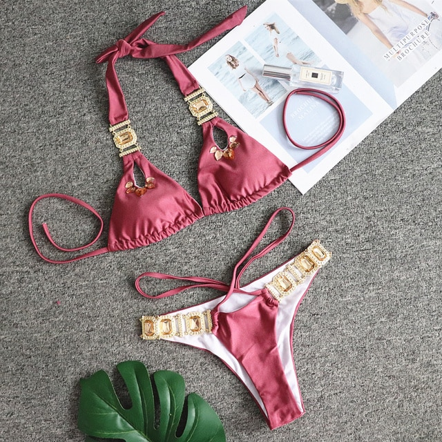 Rhinestone Two Piece Swimsuit Luxury Crystal Sexy Thong String Bikini Set Women Swimwear - 28Swim Rhinestone Two Piece Swimsuit Luxury Crystal Sexy Thong String Bikini Set Women Swimwear - 28Swim