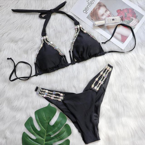 Rhinestone Two Piece Swimsuit Luxury Crystal Sexy Thong String Bikini Set Women Swimwear - 28Swim Rhinestone Two Piece Swimsuit Luxury Crystal Sexy Thong String Bikini Set Women Swimwear - 28Swim