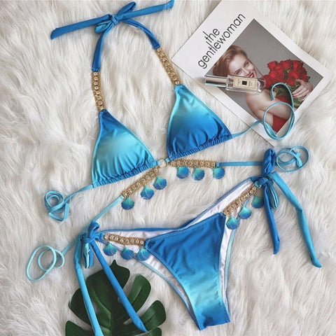 Rhinestone Two Piece Swimsuit Luxury Crystal Sexy Thong String Bikini Set Women Swimwear - 28Swim Rhinestone Two Piece Swimsuit Luxury Crystal Sexy Thong String Bikini Set Women Swimwear - 28Swim