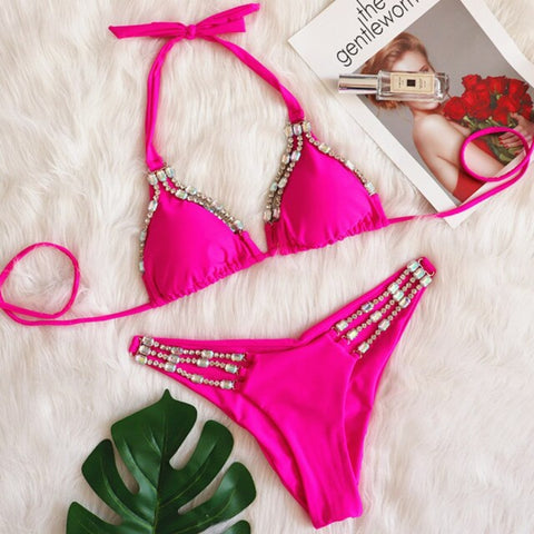 Rhinestone Two Piece Swimsuit Luxury Crystal Sexy Thong String Bikini Set Women Swimwear - 28Swim Rhinestone Two Piece Swimsuit Luxury Crystal Sexy Thong String Bikini Set Women Swimwear - 28Swim
