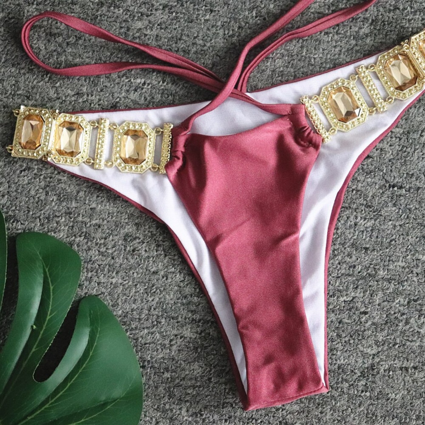 Rhinestone Two Piece Swimsuit Luxury Crystal Sexy Thong String Bikini Set Women Swimwear - 28Swim Rhinestone Two Piece Swimsuit Luxury Crystal Sexy Thong String Bikini Set Women Swimwear - 28Swim