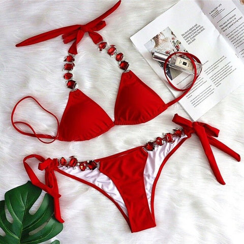 Rhinestone Two Piece Swimsuit Luxury Crystal Sexy Thong String Bikini Set Women Swimwear - 28Swim Rhinestone Two Piece Swimsuit Luxury Crystal Sexy Thong String Bikini Set Women Swimwear - 28Swim