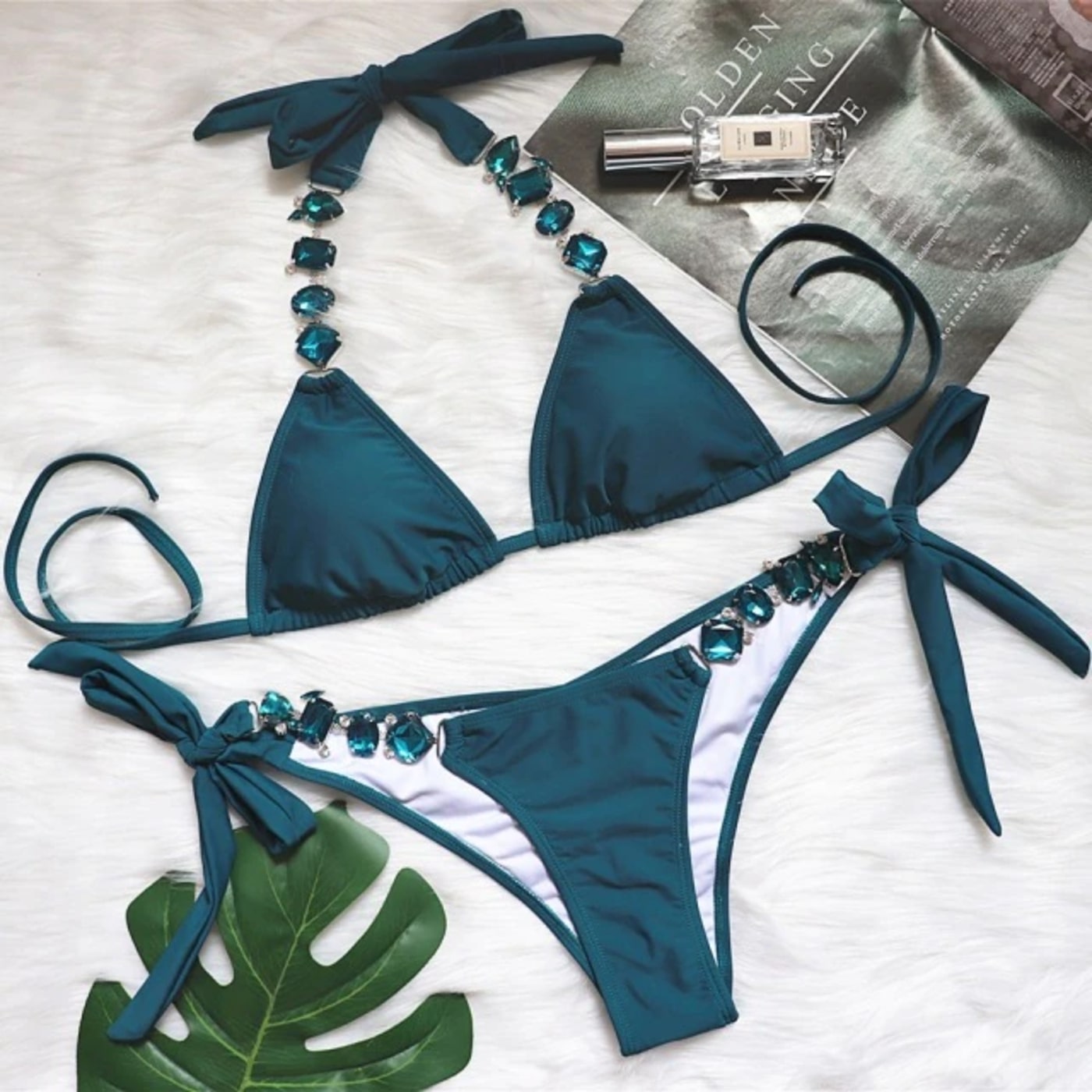 Rhinestone Two Piece Swimsuit Luxury Crystal Sexy Thong String Bikini Set Women Swimwear - 28Swim Rhinestone Two Piece Swimsuit Luxury Crystal Sexy Thong String Bikini Set Women Swimwear - 28Swim