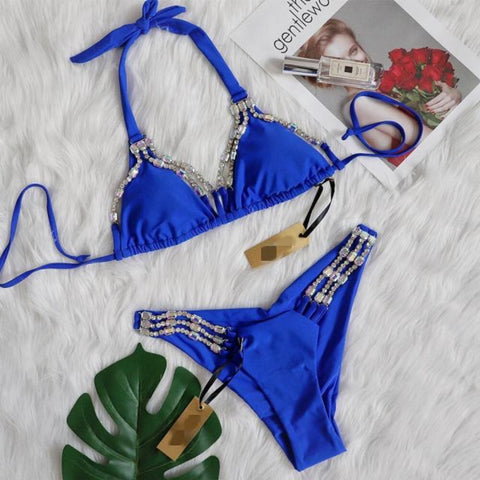Rhinestone Two Piece Swimsuit Luxury Crystal Sexy Thong String Bikini Set Women Swimwear - 28Swim Rhinestone Two Piece Swimsuit Luxury Crystal Sexy Thong String Bikini Set Women Swimwear - 28Swim