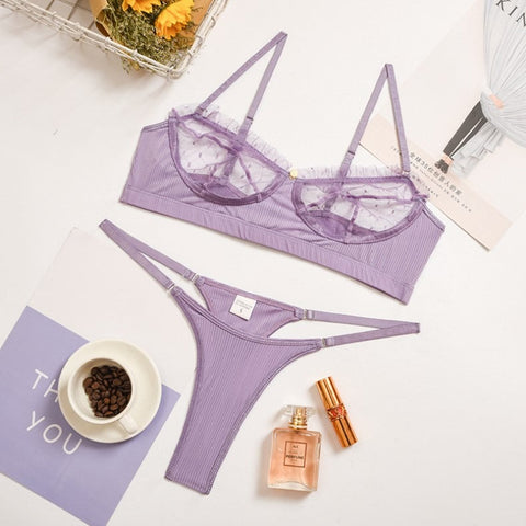 Sexy Red Lace Lingerie Set - Push-Up Bra & Transparent Panty Sexy Red Lace Lingerie Set - Push-Up Bra & Transparent Panty
