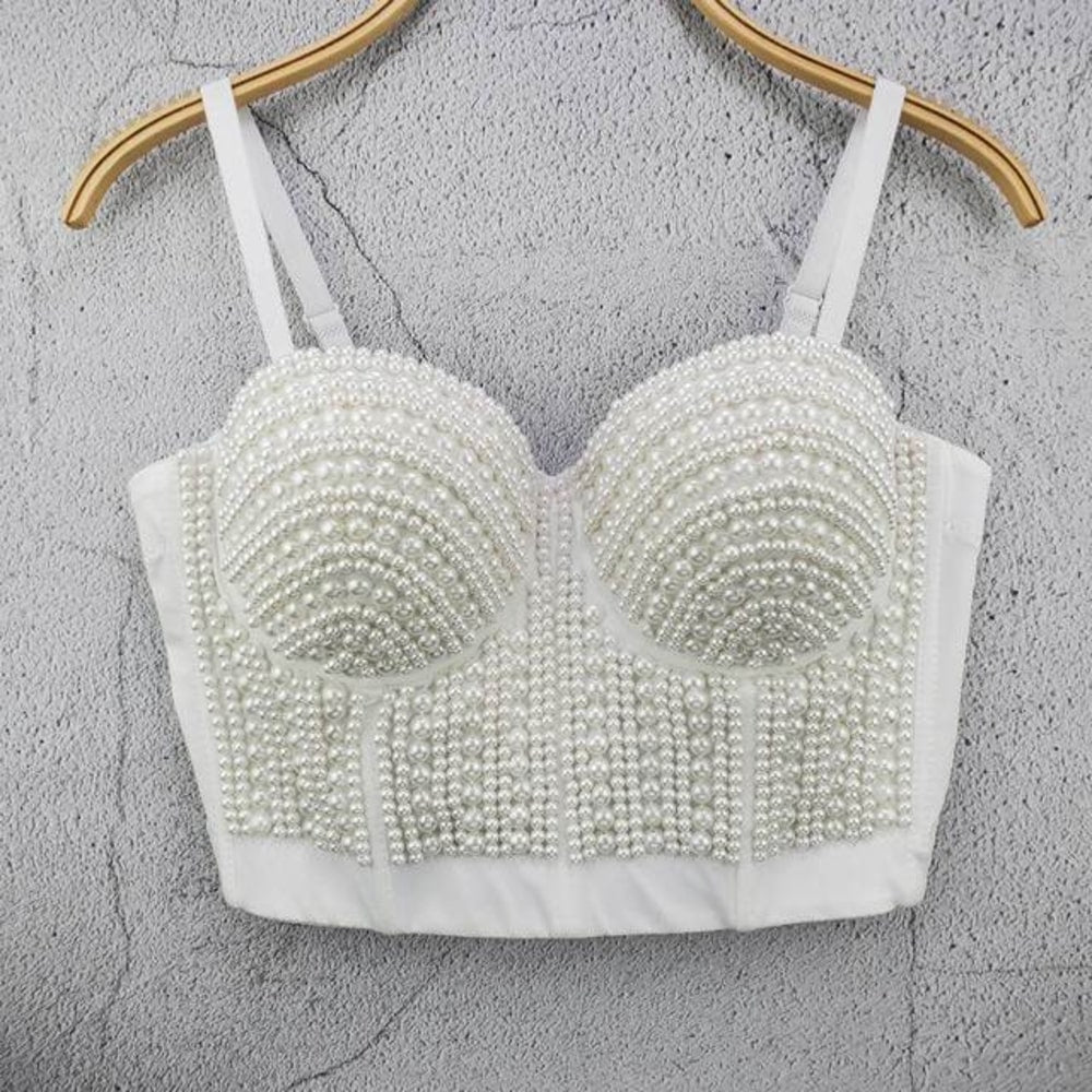 Sexy Tank Tops, Pearl Beading, Strapless Fashion Short Tops, Women Summer - 28Swim Sexy Tank Tops, Pearl Beading, Strapless Fashion Short Tops, Women Summer - 28Swim