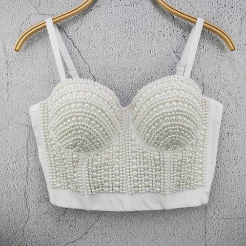 Sexy Tank Tops, Pearl Beading, Strapless Fashion Short Tops, Women Summer - 28Swim Sexy Tank Tops, Pearl Beading, Strapless Fashion Short Tops, Women Summer - 28Swim