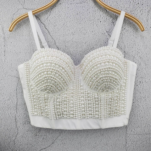 Sexy Tank Tops, Pearl Beading, Strapless Fashion Short Tops, Women Summer - 28Swim Sexy Tank Tops, Pearl Beading, Strapless Fashion Short Tops, Women Summer - 28Swim