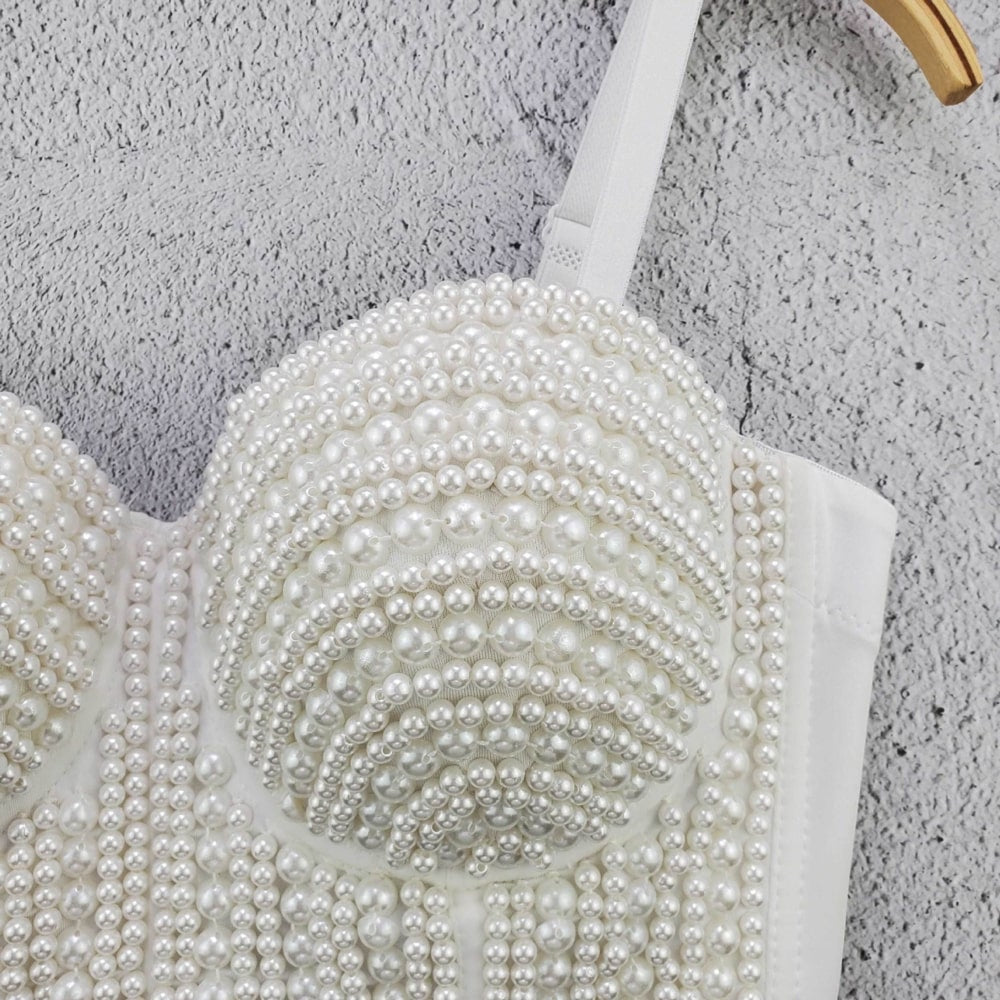 Sexy Tank Tops, Pearl Beading, Strapless Fashion Short Tops, Women Summer - 28Swim Sexy Tank Tops, Pearl Beading, Strapless Fashion Short Tops, Women Summer - 28Swim