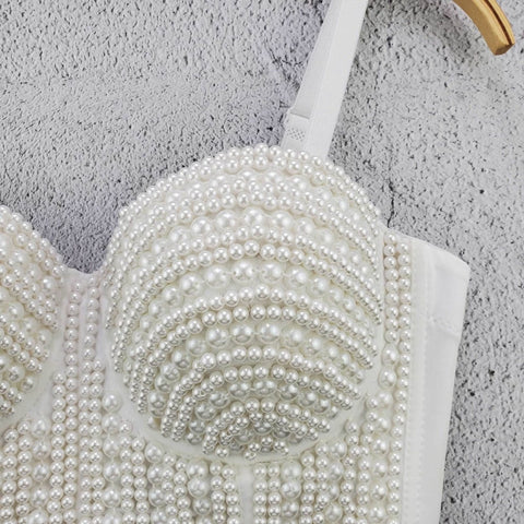 Sexy Tank Tops, Pearl Beading, Strapless Fashion Short Tops, Women Summer - 28Swim Sexy Tank Tops, Pearl Beading, Strapless Fashion Short Tops, Women Summer - 28Swim