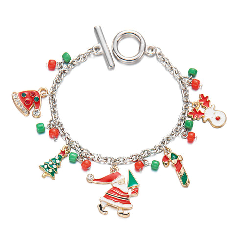 Personalized Christmas Bracelet Christmas Tree Santa Claus Pendant Bracelet For Women Jewelry