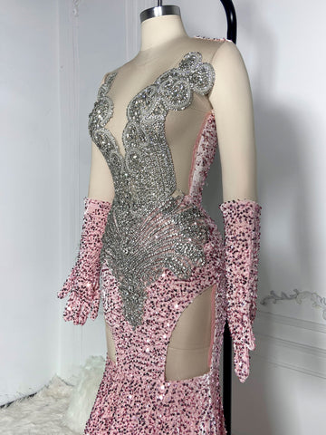 Luxury Diamond Sparkle - Sexy Long Sheer O-neck Black Prom