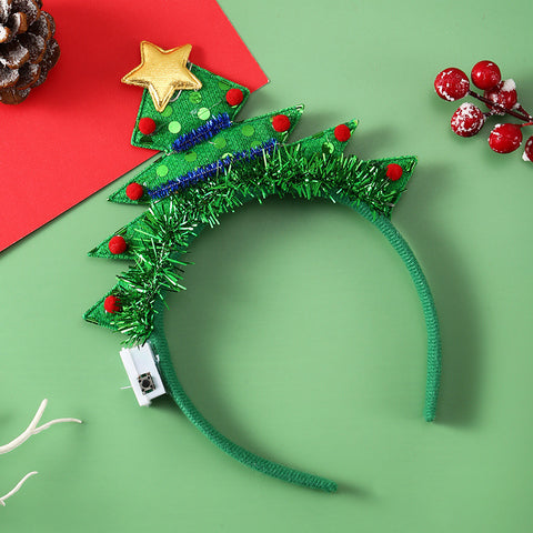 Christmas Hair Band Glowing Headband Xmas Tree Snowflake Hair Band Deer Horn Light Flashing Headwear Merry Christmas Gift