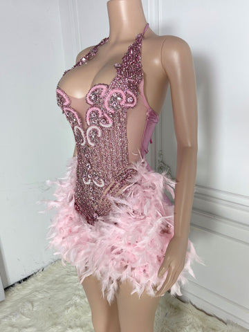 Sultry Glam - Black Girl Short Prom Dresses with Pink Halter