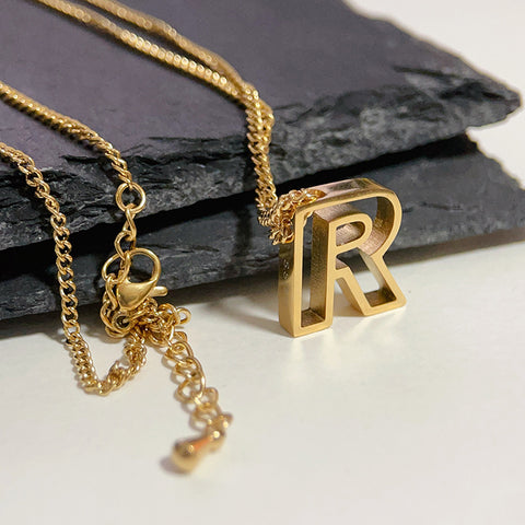 Fashion Titanium Steel Monogram Necklace