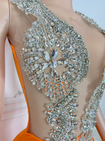 Sparkling Mermaid Glam - Crystals, Strapless Elegance for Formal Evening Party