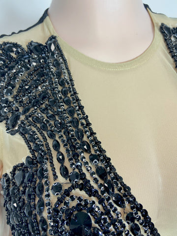 Silver Splendor - Rhinestone Appliqué Sleeveless Jumpsuit for Stylish Birthday Glam