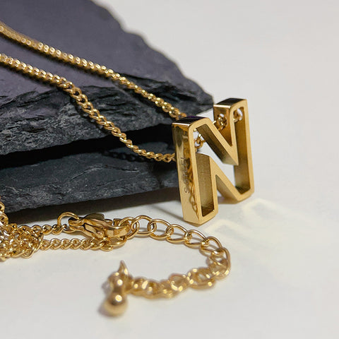 Fashion Titanium Steel Monogram Necklace