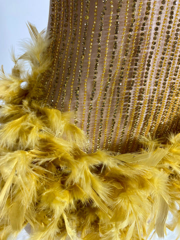 Luxurious Sparkling Beaded Crystal Women's Cocktail Birthday Party Jackets - Gold Feather Black Girl Short Prom Dresses