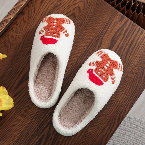 Christmas Gingerbread Cotton Slippers Winter Home Shoes