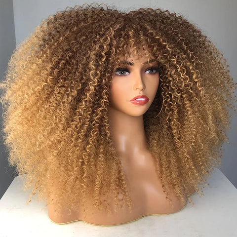 Copper Ginger Short Curly Synthetic Wig with Bangs - Heat Resistant and Natural Look for Women