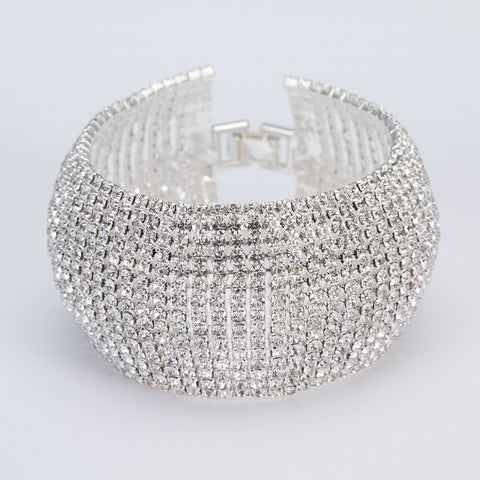Rhinestone Stretch Bracelets - Multilayer Sparkle for Women's Wedding Fashion