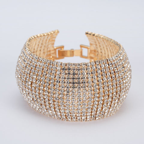 Rhinestone Stretch Bracelets - Multilayer Sparkle for Women's Wedding Fashion