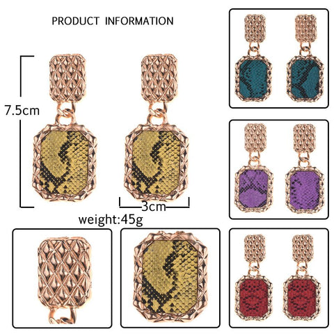 Bohemian Geometric Dangle Earrings - Multicolored Metal for Women