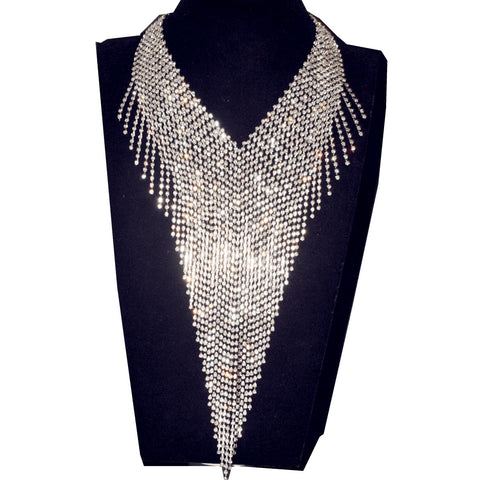 Stunning Rhinestone Long Chain Choker Necklace - Shiny Fashion Jewelry for Women