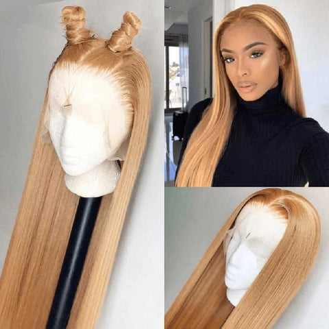 Honey Blonde Colored Lace Front Human Hair Wig