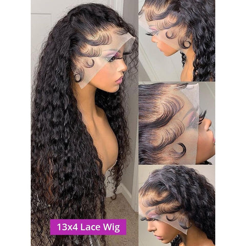 Transparent Water Wave Lace Front Wig - Curly Human Hair