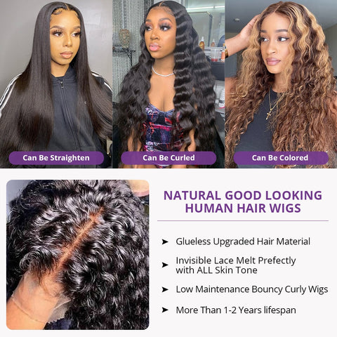 Deep Wave HD Lace Front Wig - Curly 13x6 Human Hair