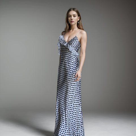 Summer's Elegant Polka Dot Silk Dress - Layered and Lovely