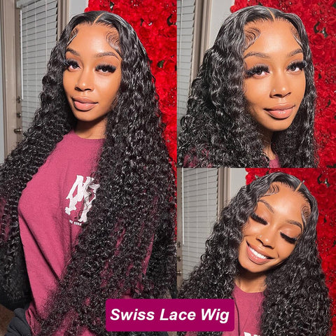 40 Inch Deep Wave Frontal Wig - Curly HD Lace Brazilian Hair