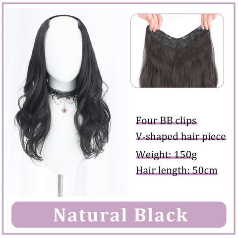 V-Shaped Synthetic Wig - Women's Long Hair Extension for Volume & Style